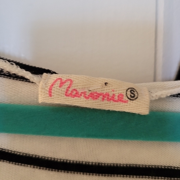 NWOT Anthropologie Maronie  Hi-Low Hooded Pullover Top Black White Stripe Size S - Picture 10 of 10